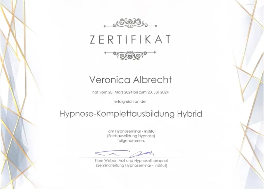 Zertifikat - Hypnose Komplettausbildung Hybrid